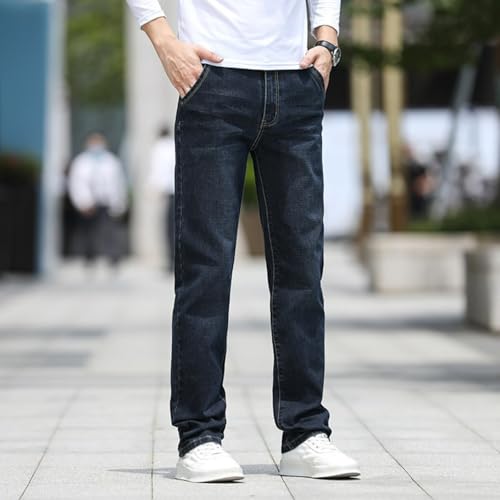 Jeans Pants Trousers Denim Fat Plus Size Washed Blue Stretch Casual Business Commuter Straight Leg for Men4