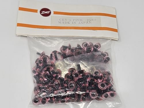 9mm Owl Eyes with Cut Textured Iris Plastic Safety Eyes for Craft Crochet Amigurumi Dolls or Puppets (Bulk Pack of 144) (Pink)