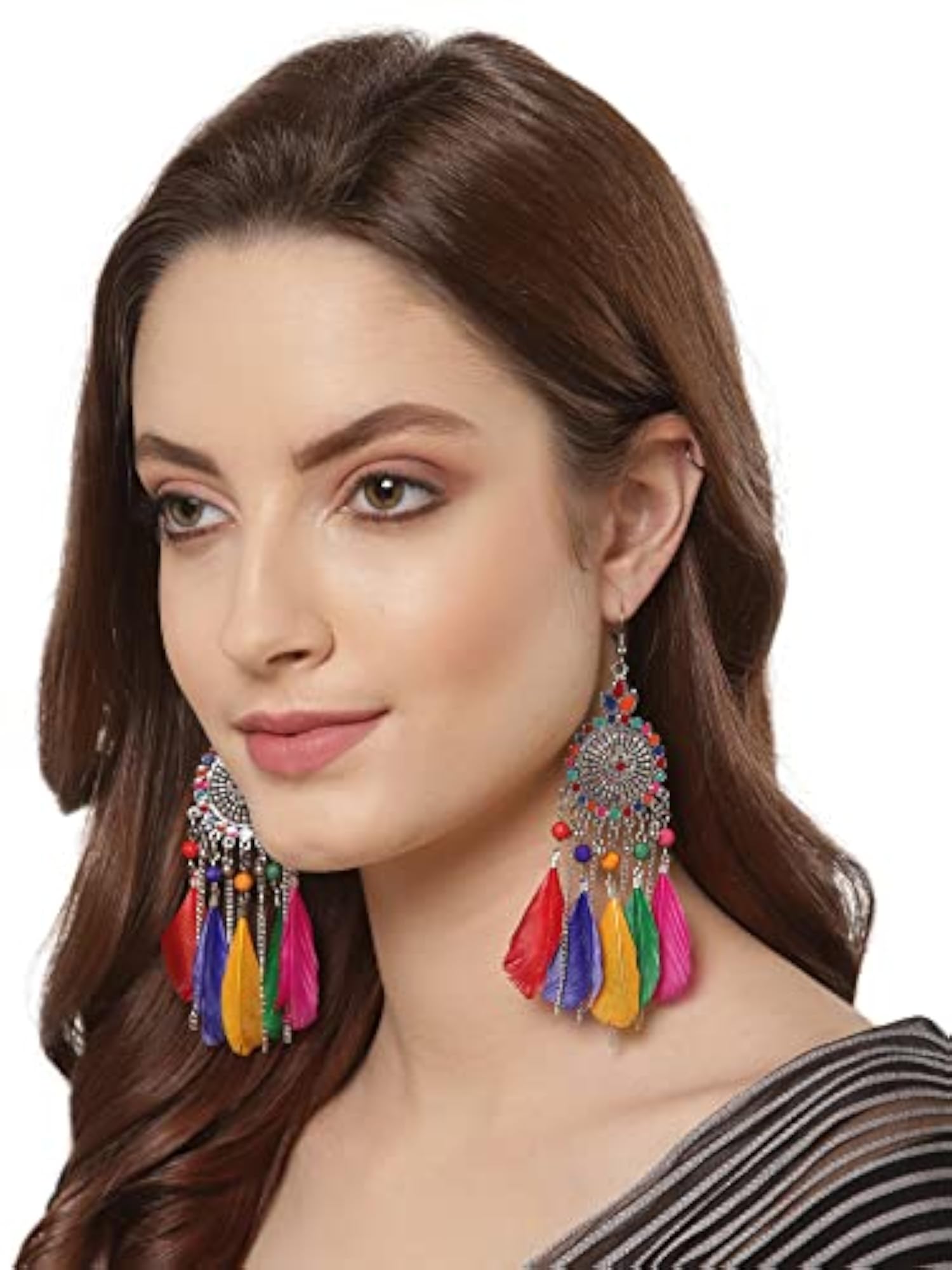 Oxidised Feather Earrings for Women