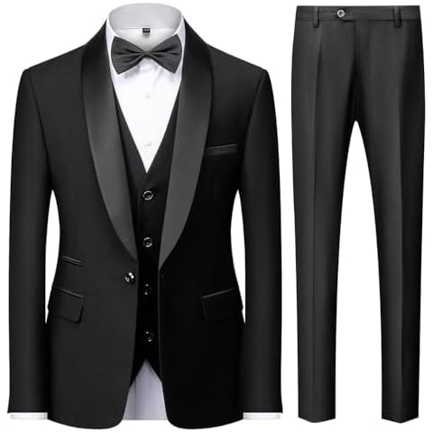 KUDMOL Men's 3-Piece Slim Fit Suit Set Cover