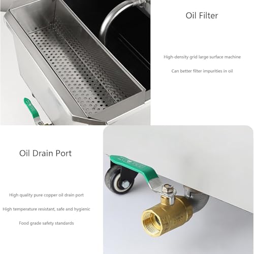 Máquina De Filtrado De Aceite Comercial De Acero Inoxidable para Freidoras, Carro Móvil De Filtración De Aceite para Restaurantes, Sistema Separador De Aceite De Cocina Eficiente, 58 L, 38 L