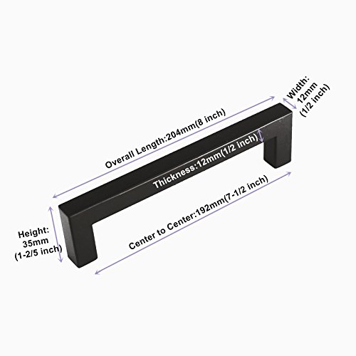 goldenwarm Cabinet Pulls Black Cabinet Handles (15 Pack)- HDJ12BK 7-1/2in(192mm) Hole Centers Drawer Pulls Black Cabinet Hrdware Cabinet Door Handles for Kitchen Cabinets