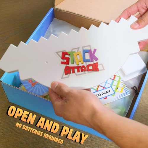 Image of Stack Attack XL Tower Game, Giant Tabletop Games for Kids & Adults, Family Game Night Building Block and Stacking Gifts, Includes 100 Pcs & 36 Cards, Balance Novelty Toy Gift