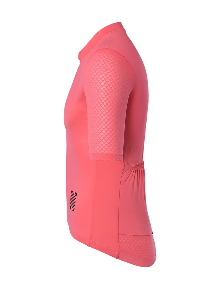 ARSUXEO Pro Cycling Jersey Men Short Sleeves Ultra-Light Road Bike Jersey Cycling Biking Bicycle Shirt Pink Size Large