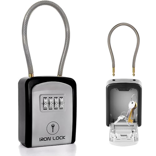 Iron Lock® Portable Key Lock Box with Removable Cable Shackle