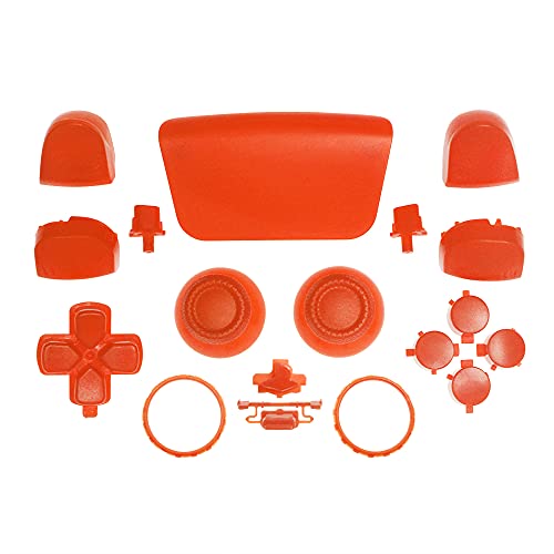 WPS Replacement Clip Shell Touch Pad Thumbsticks Dpad R1 L1 Trigger Full Buttons w/Accent Rings Set for PS5 Playstation Controller (Amber)