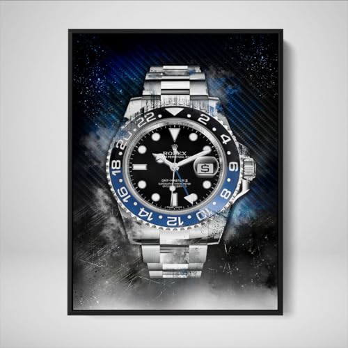 DEVICI Cuadros de Frases Motivadoras Enmarcados - Rolex GMT-Master II Batman - Lienzos de Frases Motivadoras Enmarcados – Cuadros de Frases Enmarcados para Oficinas – Cuadros de Decoración