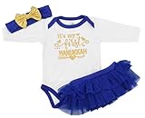 Unique Baby Girls 1st Hanukkah Layette Outfit Tutu Romper Headband (3 Months)