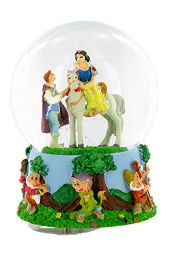 Boule à Neige Musicale/Globe à Neige Musical animé en Verre et polystone avec Blanche Neige et Les 7 Nains, Paillettes et mécanisme Musical à Ressort de 18 Notes (Réf: 25062) - Talk to The Animals