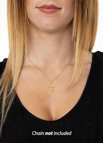 Cruz de oro amarillo de 18k colgante diario para collares de hasta 4 mm 2