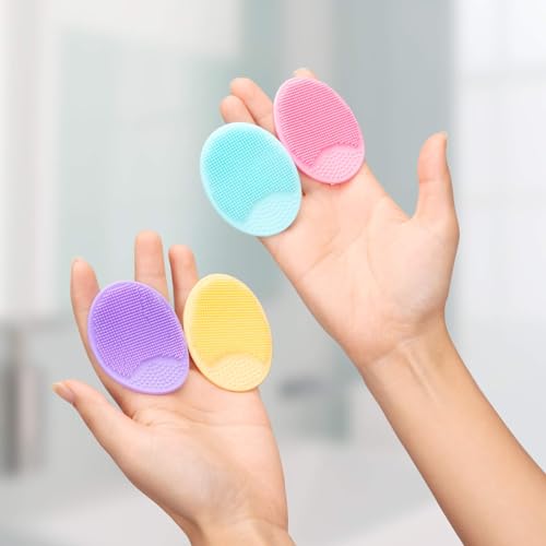 Face Scrubber, Facial Exfoliator, Face Scrub Brush, Soft Face Brush, Silicone Facial Cleansing Brush, Face Exfoliator Blackhead Acne Pore Cradle Cap Face Wash Brush for Deep Cleaning Skin Care 4 Pack - Image 5