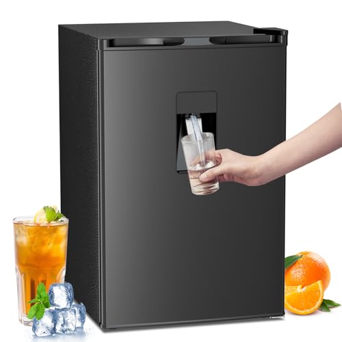 Electactic Compact Refrigerator 4.4 cu.ft mini fridge with Water Dispenser, Single Door Refrigerator with Adjustable Temperature Settings, Low noise, for Bedroom, Office, Dorm Black
