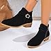 Ankle Boots for Women Low Heels Chunky Pointed Toe Boots Side Zipper Booties Dressy PU Leather Strap Boot Fashion Comfortbale Walking Boot Black