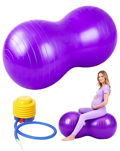 Image of Premium Peanut Ball - 100x50cm Anti-Burst Exercise Ball for Physical Therapy, Pregnancy Labor & Home Fitness Sensory| Non-Slip Design | Quick-Inflate Pump Included