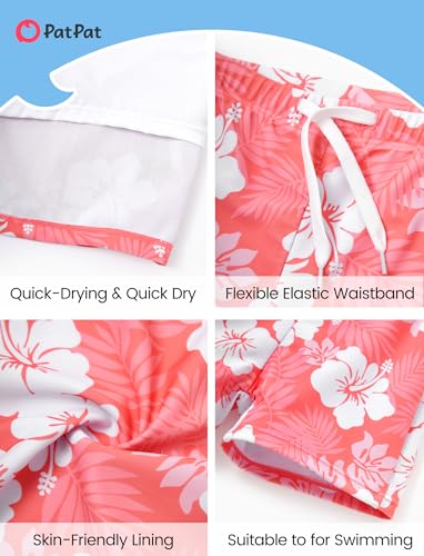 Image of PATPAT Family Matching Swimsuits Two Piece Hawaiian Tropical Beach Bikini and Swim Trunks Set Mommy and Me Bathing Suits