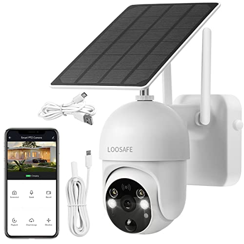 Wireless Outdoor Solar Powered Security Camera, Wifi Ptz Surveillance Camera With Color Night Vision, Pir Motion Detection, Waterproof, Cloud/Local Storage, Works With Google Home, Amazon Alexa #TOP7