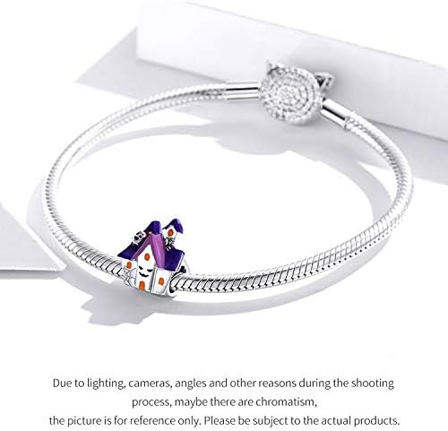 Halloween for Women 925 Sterling Silver Beads Halloween Pumpkin Skull Enamel Charm for Bracelets (A) - Image 7