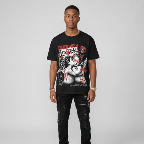 Image of DopeSkill Graphic Tee Streetwear Hip Hop Hypebeast Street Style Crew Neck Unisex T-Shirt Sneaker Colour Matching Shirts Angel