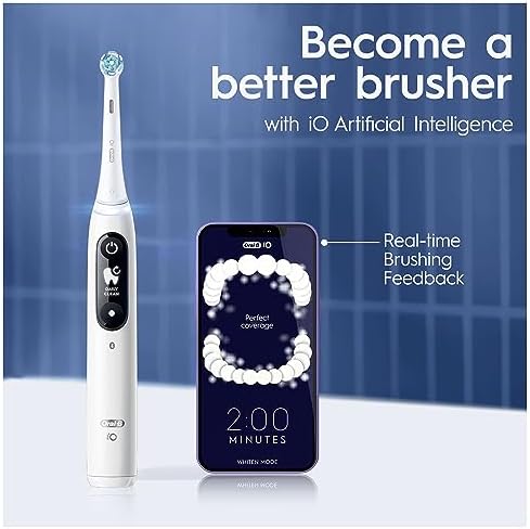 Oral-B iO7 2x Electric Toothbrushes For Adults, Valentines Day Gifts For Him / Her, App Connected Handles, 2 Ultimate Clean Toothbrush Heads & 1 Travel Case, 5 Modes, Black/White