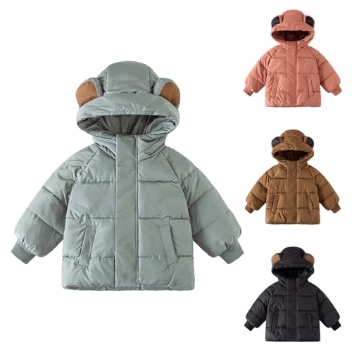 BILIKEYU Toddler Little Boys Girls Lightweight Puffer Jackets Long Sleeve Zip up Winter Warm Cute Bear Hooded3