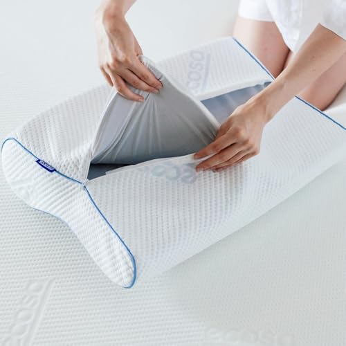 Image of Ecosa Cooling Gel Memory Foam Pillow | Cool-to-Touch Fabric | Contoured Design | Adjustable Height | 4 Times Cooler Than Cotton | 100 Night Trial