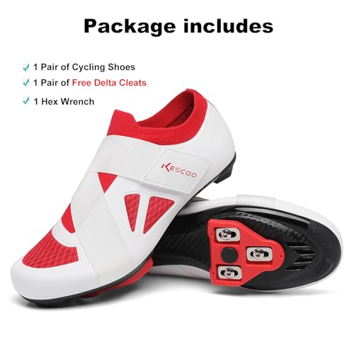Image of KESCOO Unisex Cycling Shoes Compatible with Peloton Bike & SPD Indoor Outdoor Road Bike Cycling Shoe for Men Women, 1 Hook and Loop Strap, with Delta Cleats