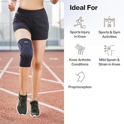 Image of FOVERA Sports Knee Cap Compression Support, Knee Guard for Gym, Running, Cycling, Sports, Jogging, Workout & Pain Relief for Men & Women (Size - S, 1 Pair)