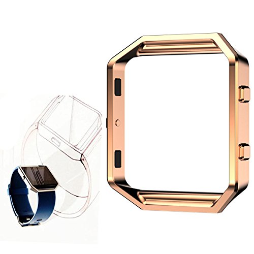 Sailfar Fitbit Blaze Accessories Stainless Steel Replacement Metal Frame/Housing/Cover Case/Shell/Holder/Bezel for Fitbit Blaze Smart Watch (Rose Gold)