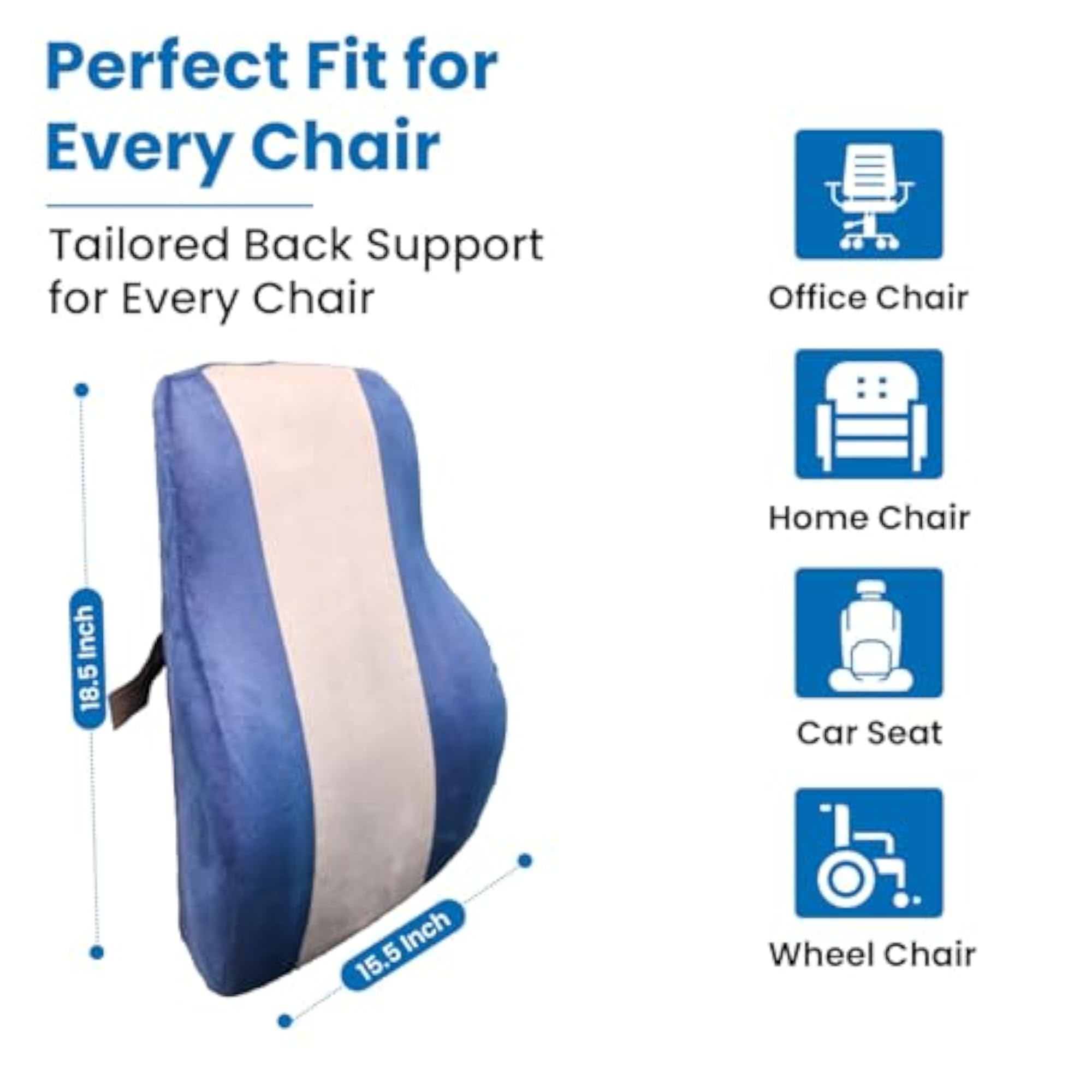 Memory Foam Back Support Cushion for Office Chair & Car Seat