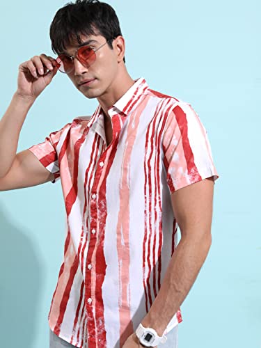 Image of KETCH Men Regular Fit Striped Half Sleeve Shirt