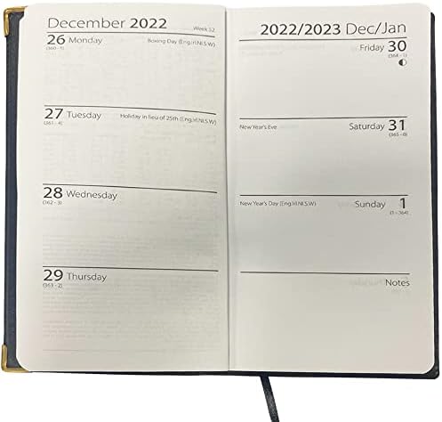 2023 Slim Week to View PVC Leather Effect Diary with Metal Corners | Personal Notes |Year Planner (Blue)