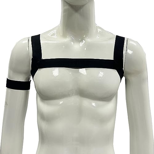 Men's Strong Nylon Body Chest Harness Belt Elastic Shoulder Muscle Bands with Bracelet Club Wear Costumes3