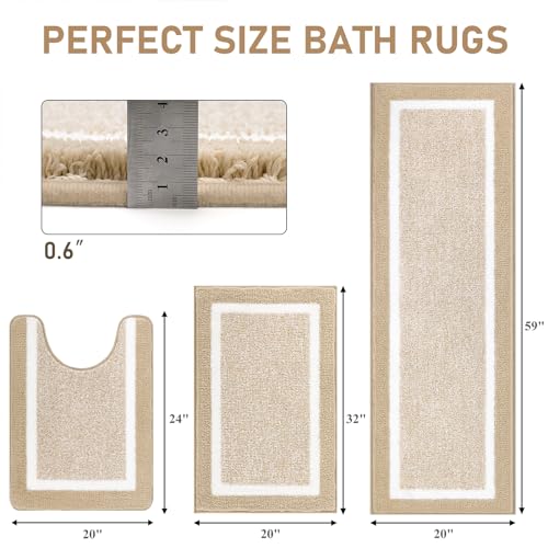 Pauwer Bathroom Rugs Sets 2 Piece, Non Slip Bath Mats for Bathroom, Absorbent Bath Rugs Floor Mat, Machine Washable Shower Rugs for Bath Floor, Tub and Shower