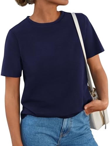 PRETTYGARDEN Womens Summer Tops 2026 Casual Basic Crewneck Short ...