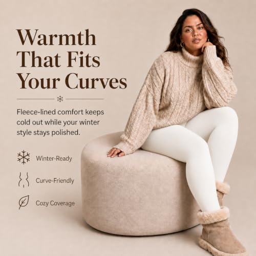 Image of DancMolly Plus Size Fleece Lined Tights Winter Warm Womens Tights, High Waisted Opaque Pantyhose
