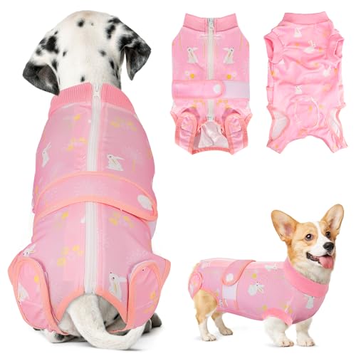 Image of Lukovee Recovery Suit for Dogs, Spay Neuter Surgery Suit Onesie Female Male | Zipper Easy On Off, Adjustable, Onesie Abdominal Wounds Prevent Licking, Cone E-Collar Alternative (2PI,XL)