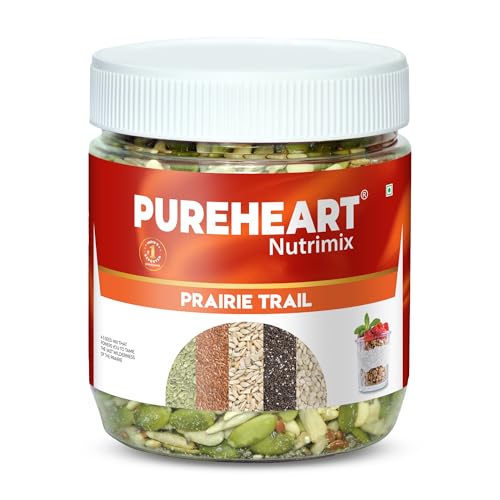 PUREHEART Prairie Trail 5-Seed Mix – Flax, Chia, Pumpkin, Sunflower & Watermelon Seeds | High Protein, Omega-3, Fiber | Healthy Crunchy Snack & Salad Topping | Gluten-Free & Nutritional – 230g PUREHEART Prairie Trail 5-Seed Mix – Flax, Chia, Pumpkin, Sunflower & Watermelon Seeds | High Protein, Omega-3, Fiber | Healthy Crunchy Snack & Salad Topping | Gluten-Free & Nutritional – 230g