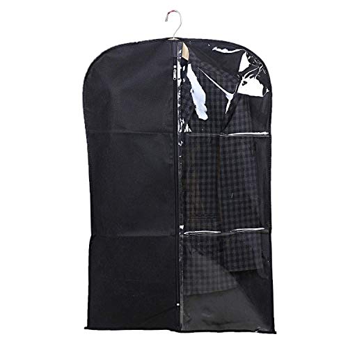 Image of Kuber Industries Half Transparent Blazer Cover|Suit covers with zip for Men, Women|Cloth Organizer for Wardrobe|Transparent Window & Premium Zipper|Pack of 3 (Black)