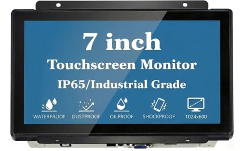 Image of 7 Inch Open Frame Capacitive Touchscreen Monitor - 10-Point Touch 1024x600 300 Nits IP65 Waterproof Display VESA Panel Mount - for Kiosk POS HMI Automation Digital Signage 7x24h Industrial Work