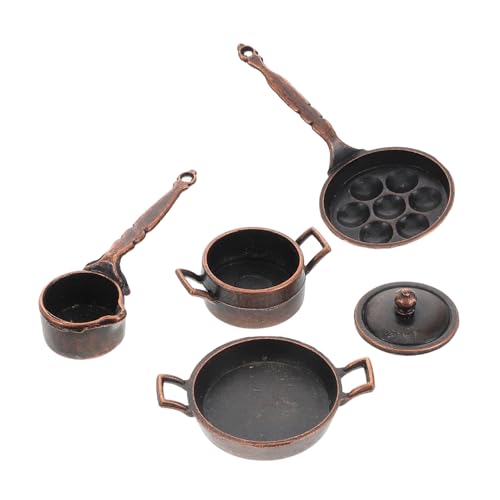 Beaupretty Utensilios de Cocina de Metal Envejecido para Casa de Muñecas Accesorios Miniaturas DIY para Cocina Ollas y Sartenes Realistas para Fomentar Creatividad y Habilidades Motoras