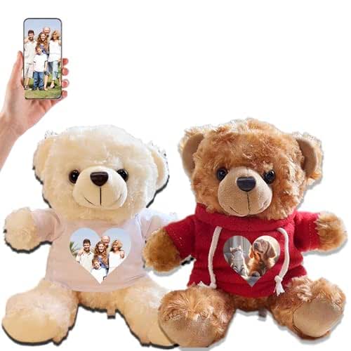 Custom Photo Teddy Bear - Personalized Stuffed Bear With Heart Photo Shirt, Memorial Gift For Family, Pet Loss, Birthday