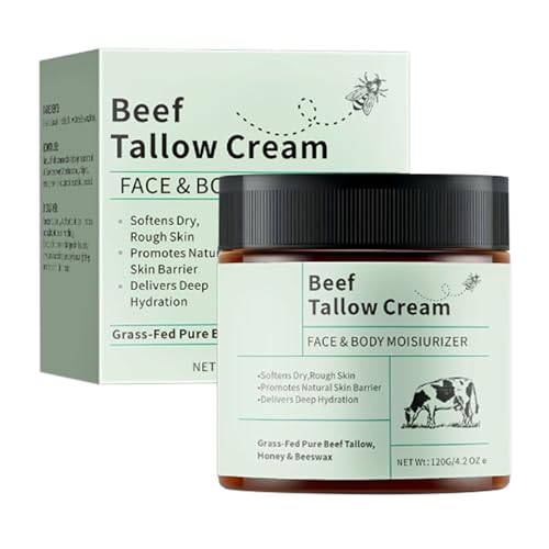Beef Tallow Crema de sebo de vacuno para el cuidado de la piel, antiarrugas, crema facial para mujeres, sebo de ternera y miel, bálsamo sebáceo, cremas corporales, hidratación profunda para rostro y