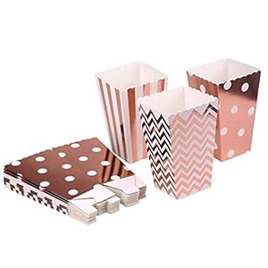 Czemo Popcornzakjes, papieren zak, popcornboxen voor feestjes, snacks, snoep, popcorn en geschenken, 36 stuks (roségoud)