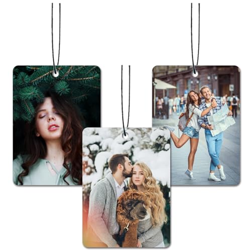XINYIDIY Personalized Photo Car Air Freshener – Custom Double-Sided Print – Fresh Linen Scent – Eco-Friendly, Long-Lasting Fragrance – Unique Gift for Family, Friends, Lovers (Rectangle), White