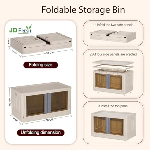 Image of JD FRESH Plastic Double Door Wardrobe for Storage /Storage Organizer /Kitchen Cupboard /Versatile and Sturdy Almirah for Clothes /Closet for Bedroom /Living Room /Laundry Room /Study - 2-Tier(White)