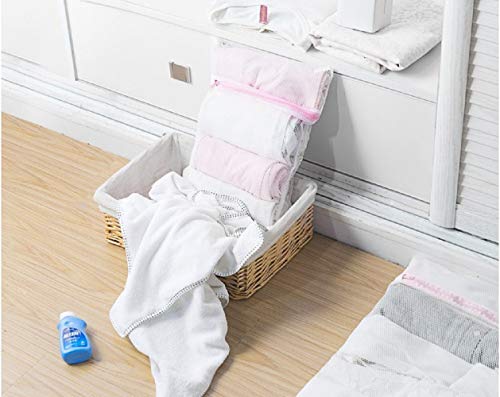 Image of Lukzer Mesh Laundry Bag for Clothes Washing Bag (Pack of 3 Pcs) White Travel Storage Organizer with Rust-Free Zipper for Delicates Blouse, Bra, Hosiery, Lingerie, Stocking & Shoe Washing Machine Bag