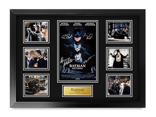 HWC Trading Batman Returns Michael Keaton Los Regalos Imprimieron El Cartel Firmaron La Imagen Del Autógrafo Para Los Fans De La Memorabilia De La Película - A2 Enmarcado