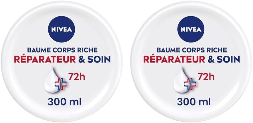 NIVEA Baume Riche Réparateur et Soin Peaux Further Sèches ou Abimées, 300 ml (Lot de 2)