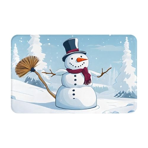 Merry Christmas Print Print Living Room Bathroom Kitchen Anti Slip and Absorbent Carpet, Indoor Entrance Door Muddy Floor Mat, Ultra Soft Washable Carpet 21x31.5 Inches