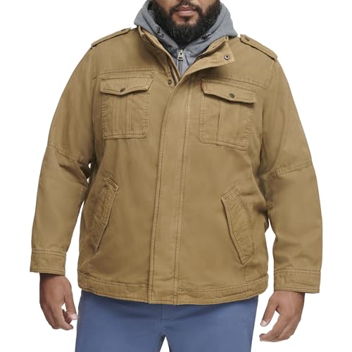Image of Levi's Men's Washed Cotton Hooded Military Jacket (Regular & Big & Tall Sizes)